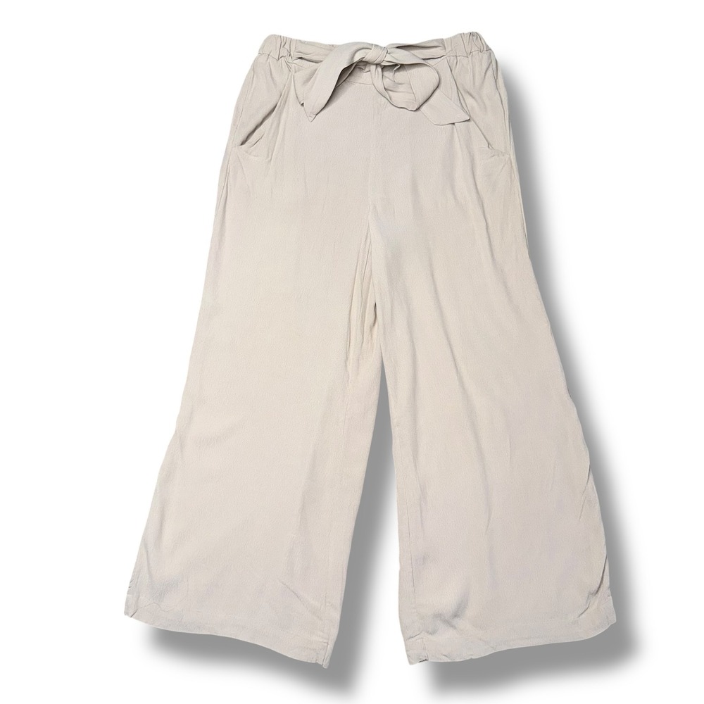 Wilfred Wide Leg Tie Waist Pants Womens‎ Small Beige Excellent Viscose Rayon